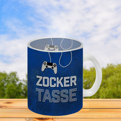 Zocker Tasse Glas Tasse mit Controller Motiv