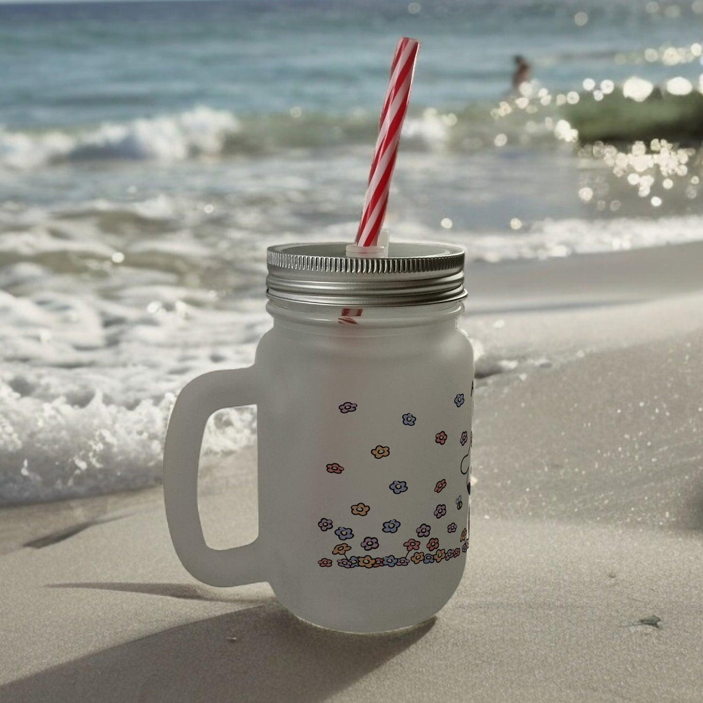 Kuh Mason Jar Henkel Trinkglas mit Deckel mit Spruch Alles Kuhl