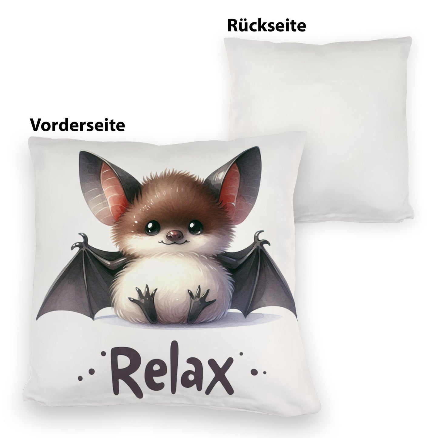 Baby Fledermaus Kuschelkissen mit Spruch Relax