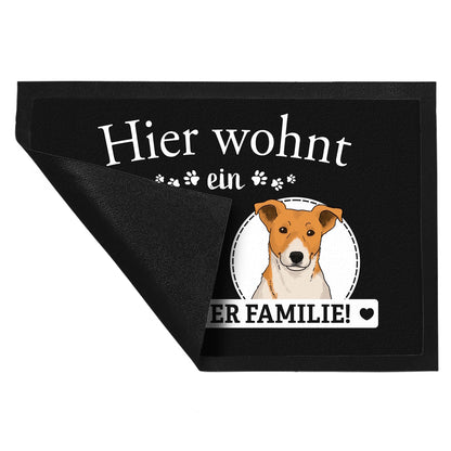 Hier wohnt ein Jack Russell Terrier mit seiner Familie Fußmatte XL in 40x60 cm