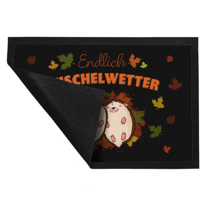 Endlich Kuschelwetter herbstliche Fußmatte XL in 40x60 cm mit Igelpaar