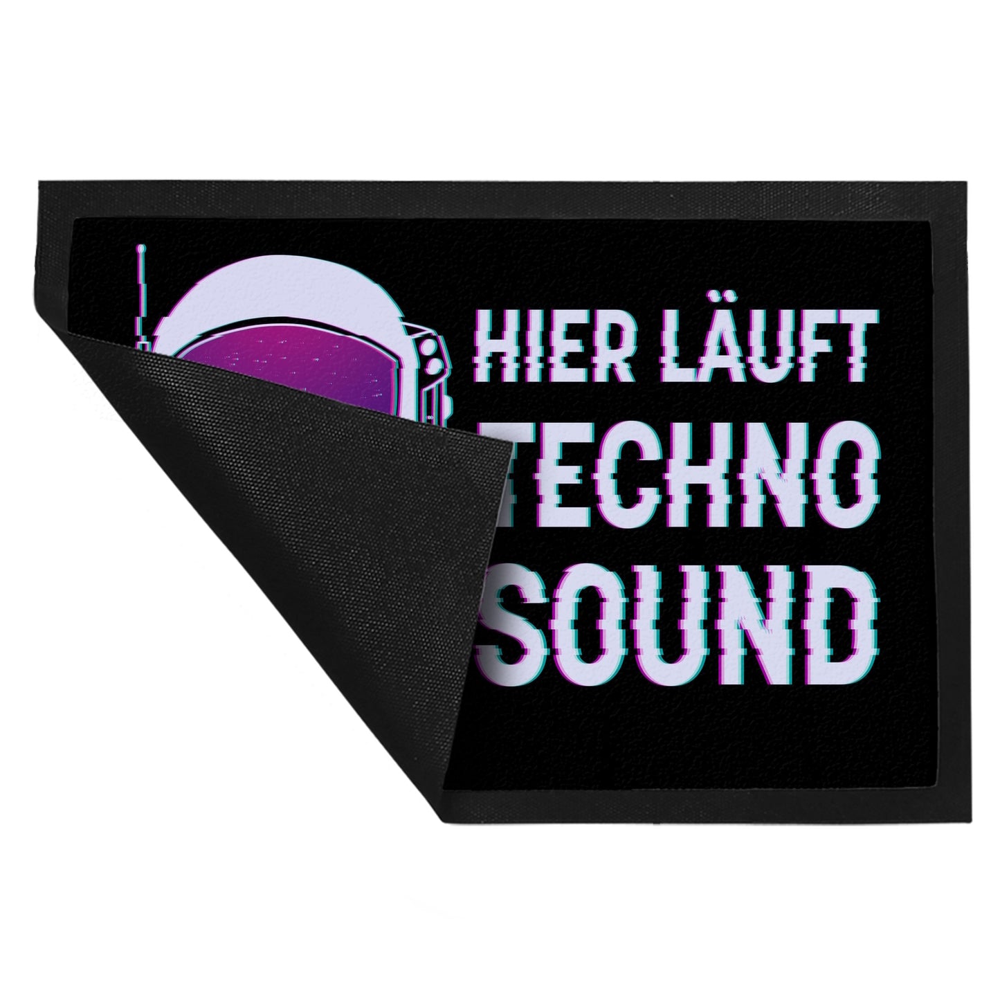 Hier läuft Techno Sound Fußmatte XL in 40x60 cm mit Astronautenhelm für Raver