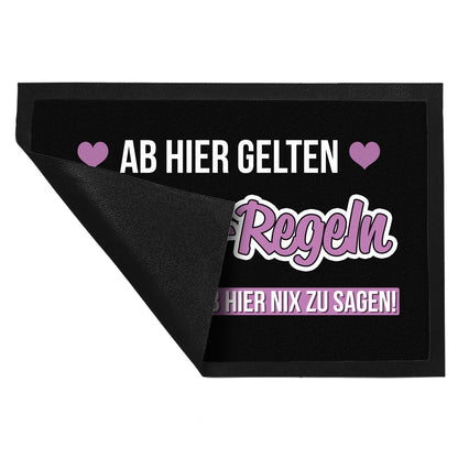 Oma-Regeln Fußmatte XL in 40x60 cm mit Spruch Eltern haben ab hier nix zu sagen