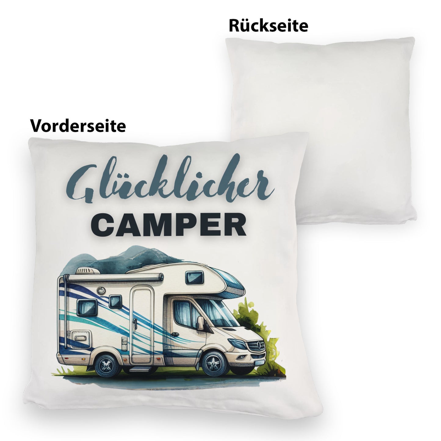 Wohnmobil Kuschelkissen mit Spruch Glücklicher Camper