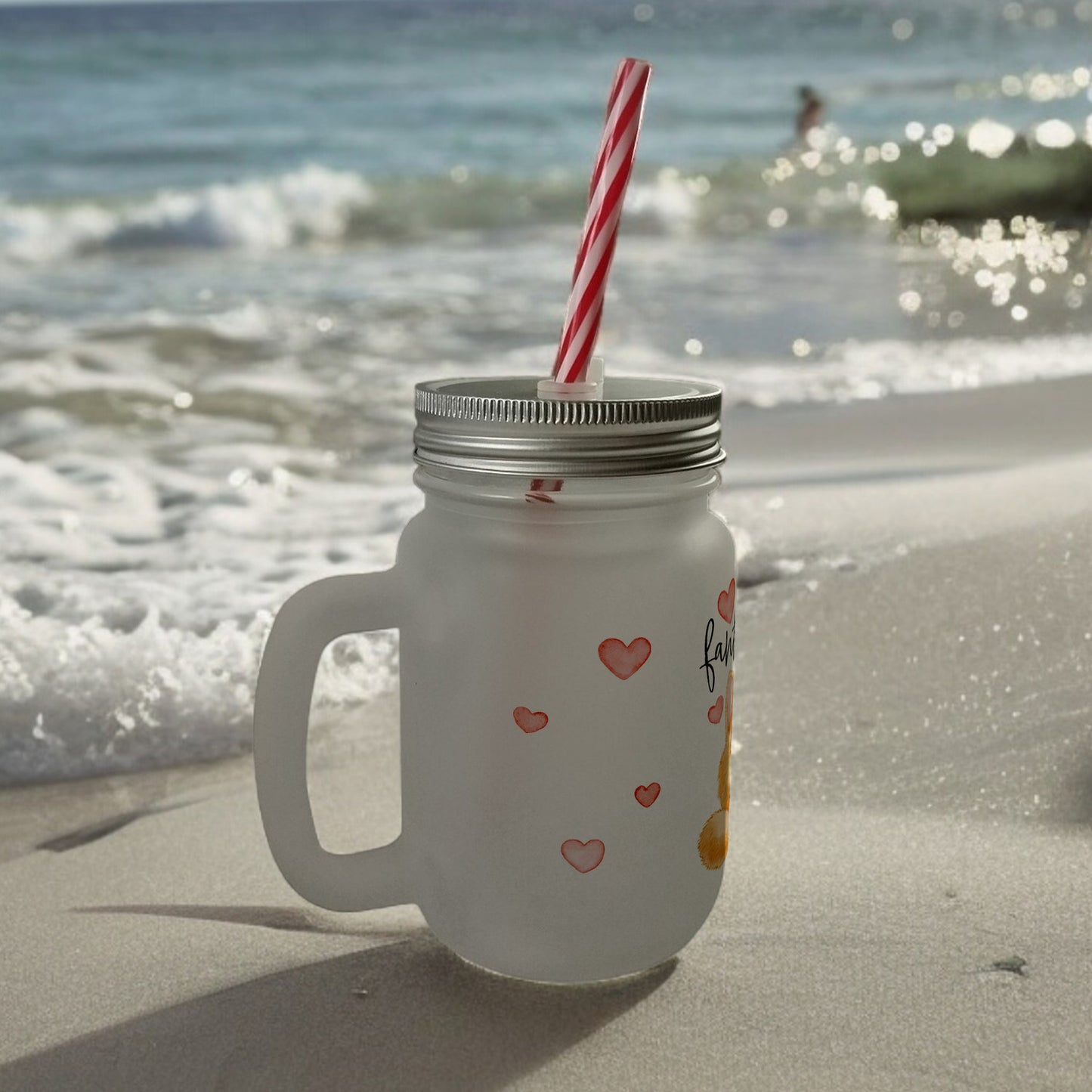 Orange Katze Mason Jar Henkel Trinkglas mit Deckel mit Spruch Du bist fantastisch