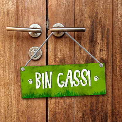 Bin gassi - Bin Zuhause Wendeschild mit Kordel