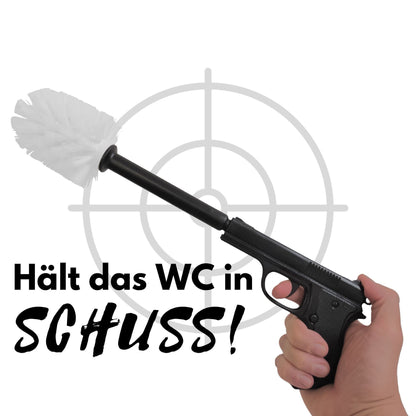 Pistole Toilettenbürste mit Halter in schwarz - hält dein WC in Schuss!