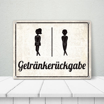 Das Getränkerückgabe Blechschild in 15x20 cm