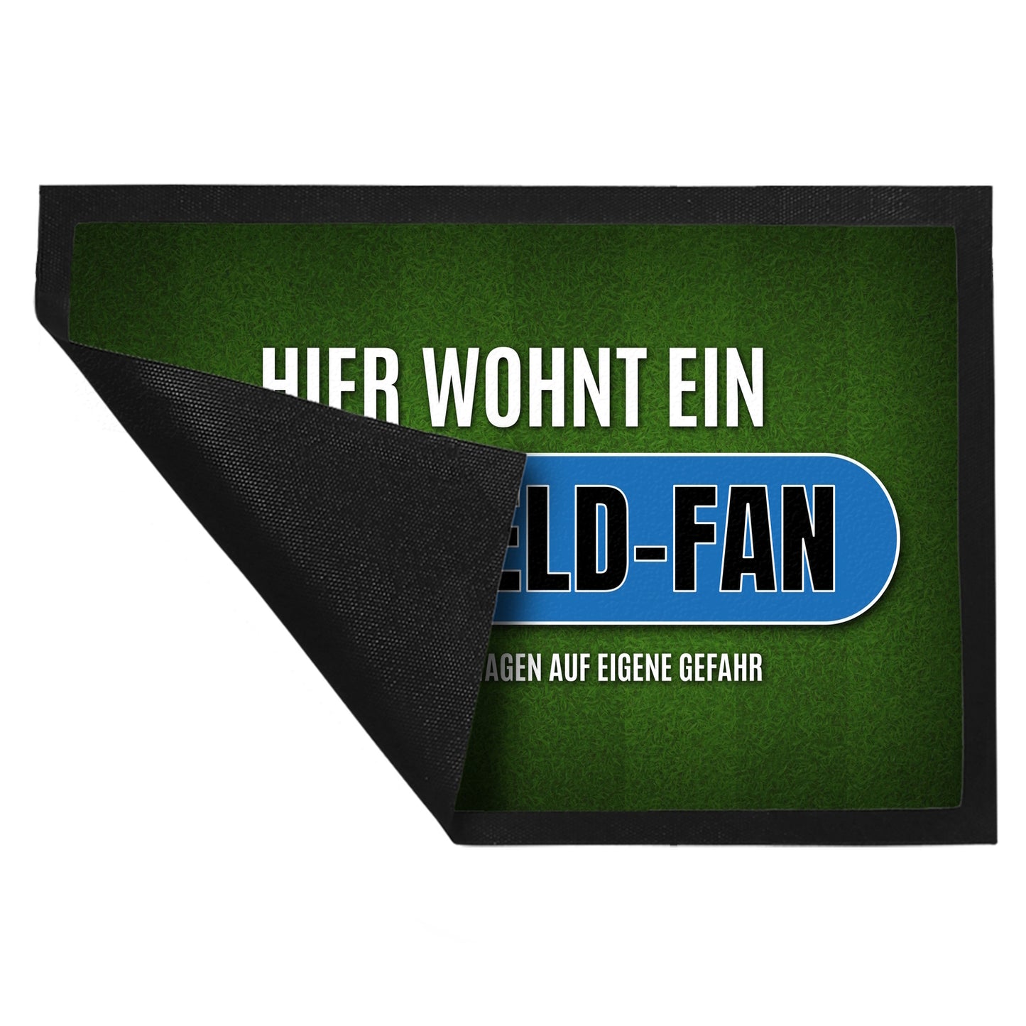 Hier wohnt ein Bielefeld-Fan Fußmatte XL mit Rasen Motiv