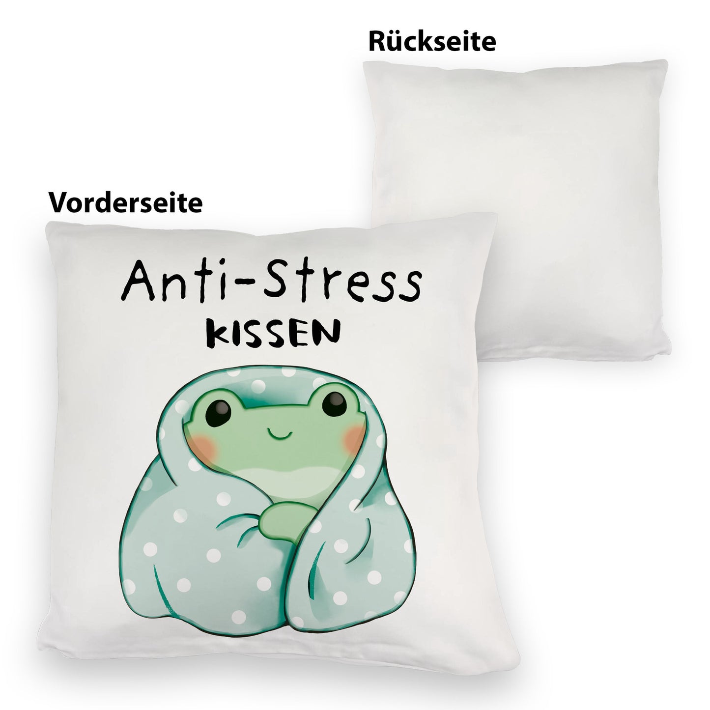 Frosch in blauer Decke Kuschelkissen mit Spruch Anti-Stress Kuschelkissen