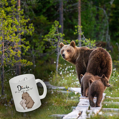 Hase und Bär Glas Tasse mit Spruch Dich geb ich nicht mehr her