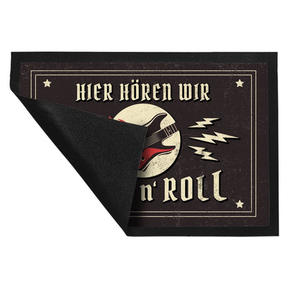 Hier hören wir Rock n' Roll Fußmatte XL in 40x60 cm mit Gitarren Motiv