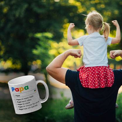 Papa ist mein Held Suchmaschine Glitzer-Kaffeebecher