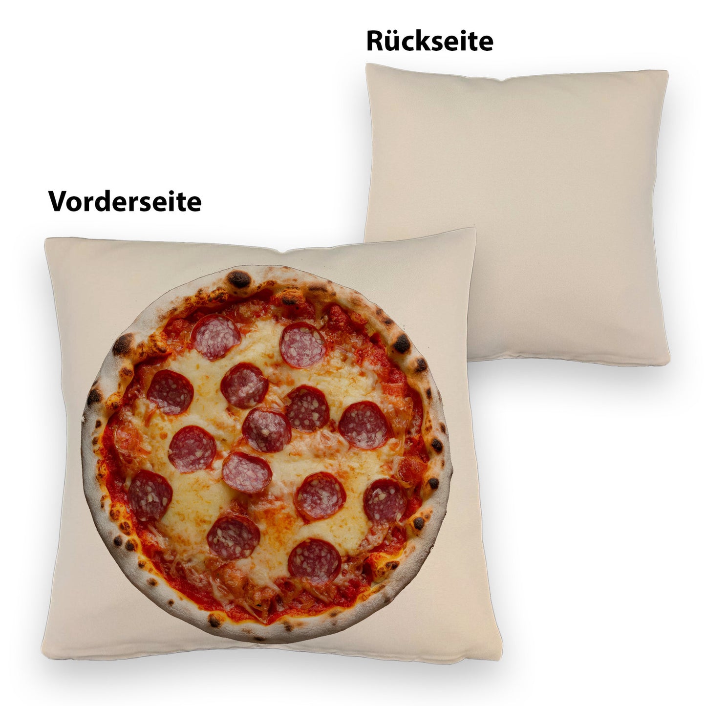 Fast Food Salami Pizza Kissen mit Leinenoptik