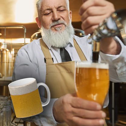 Glitzer-Glitzer-Kaffeebecher mit Bier Motiv