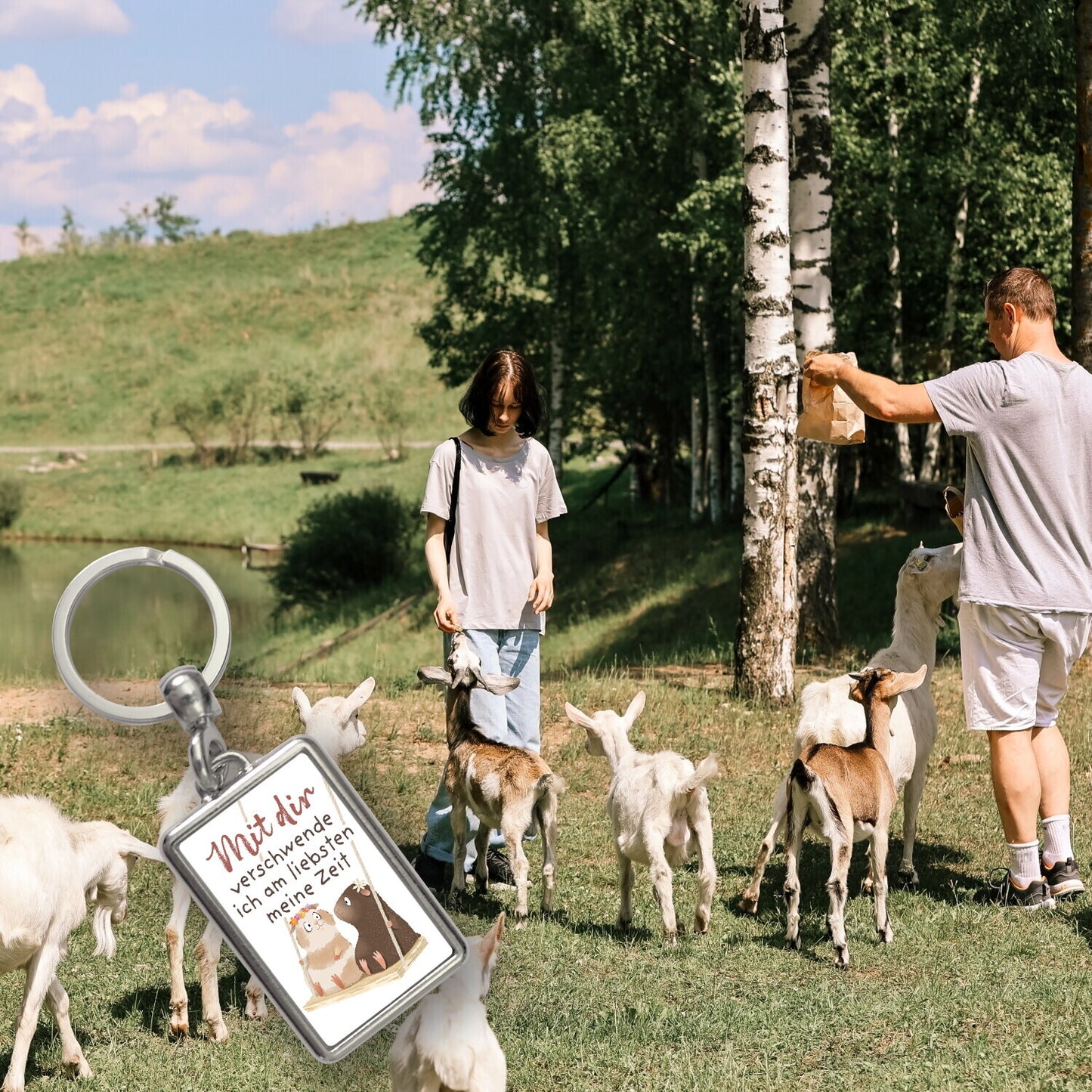 Meerschweinchen Schlüsselanhänger mit Spruch Zeit mit dir verschwenden