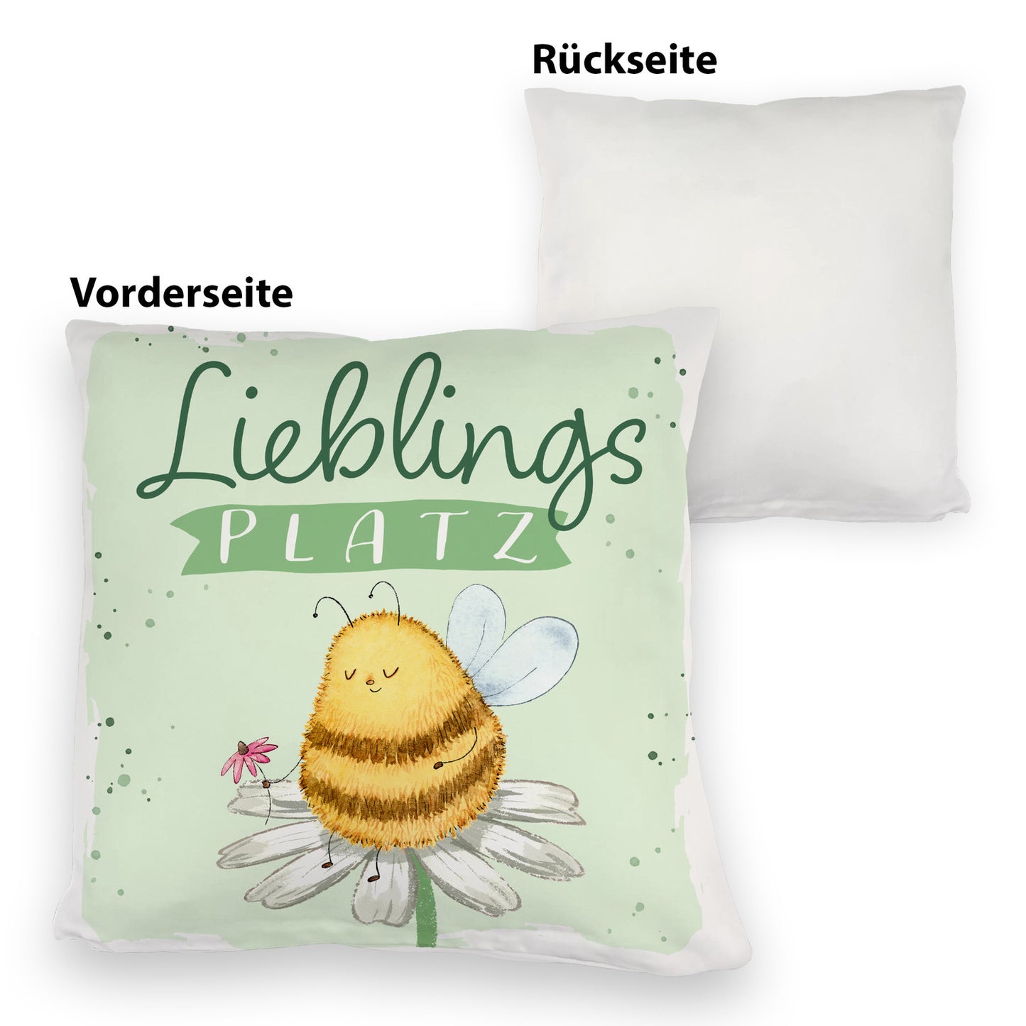 Pummel Biene Kuschelkissen mit Spruch Lieblingsplatz