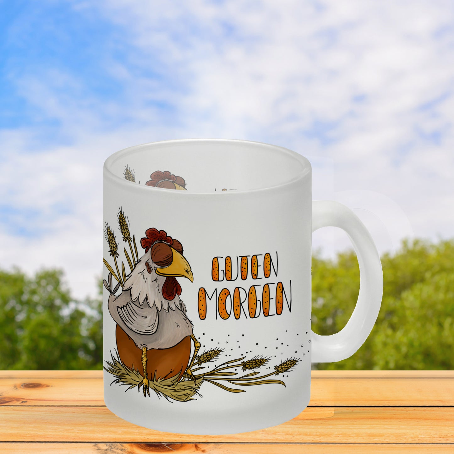 Guten Morgen Glas Tasse mit Huhn Motiv