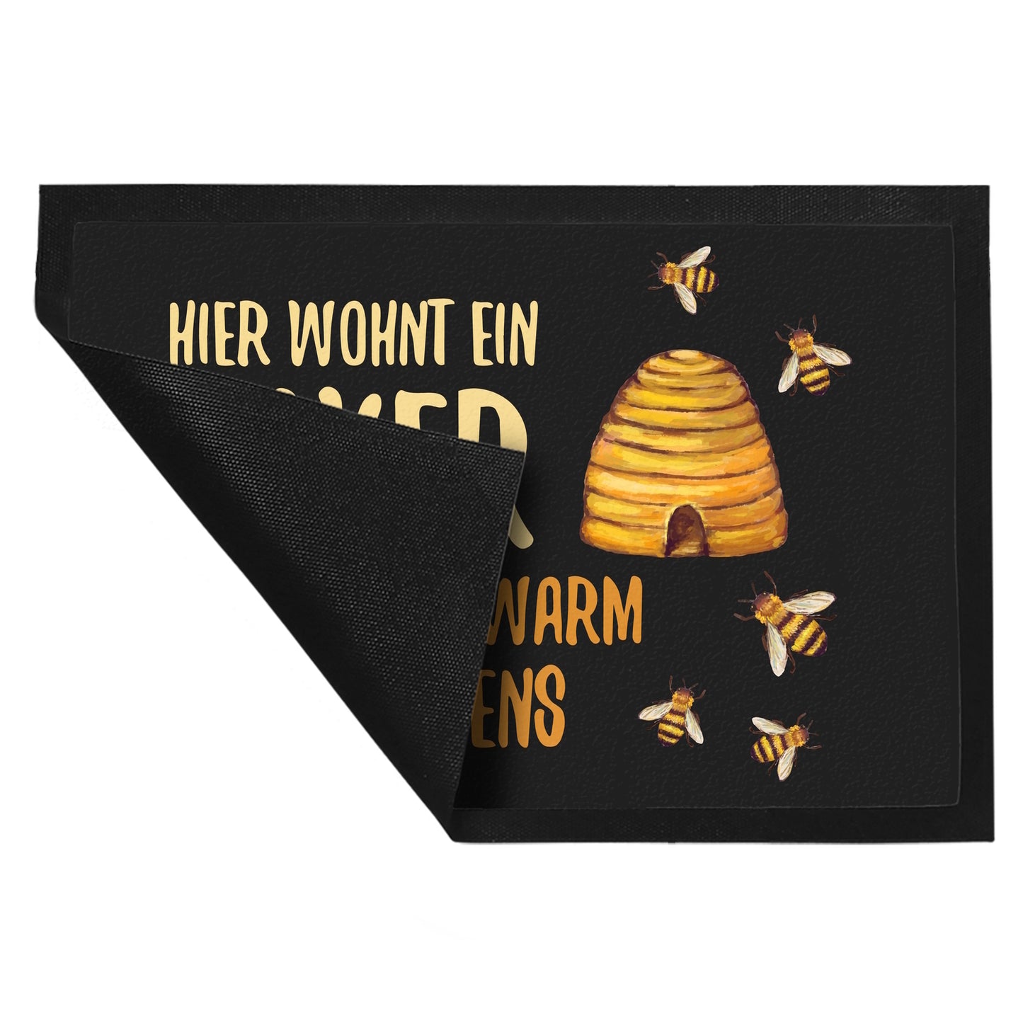 Hier wohnt ein Imker mit dem Schwarm seines Lebens Fußmatte XL mit Bienen Motiv