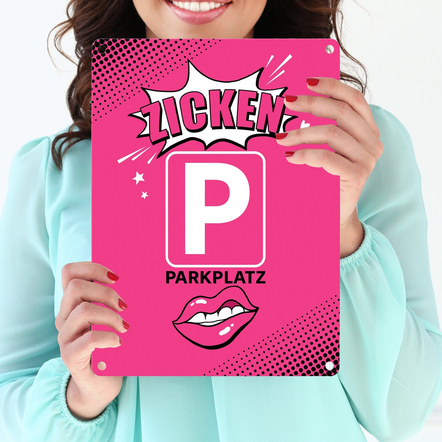 Zicke Metallschild in 15x20 cm mit Spruch Zicken Parkplatz