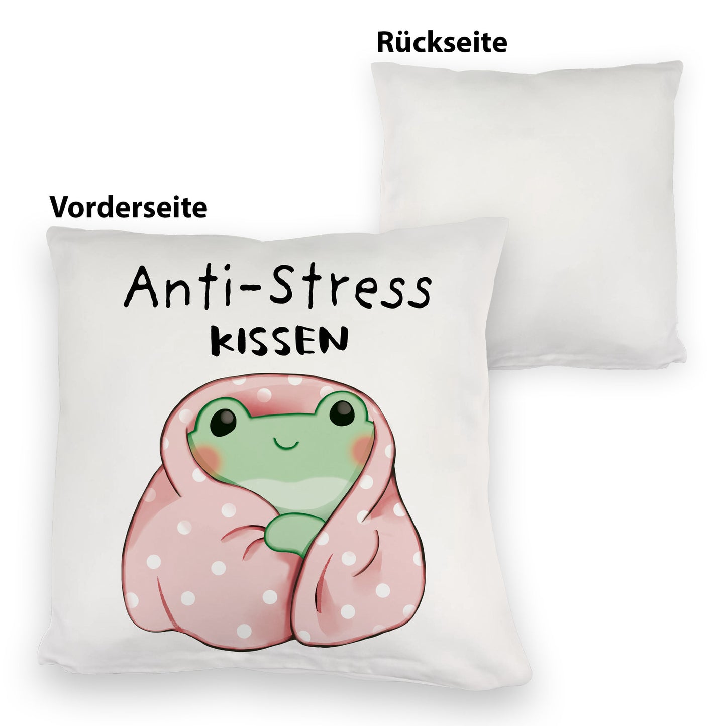 Frosch in rosa Decke Kuschelkissen mit Spruch Anti-Stress Kuschelkissen