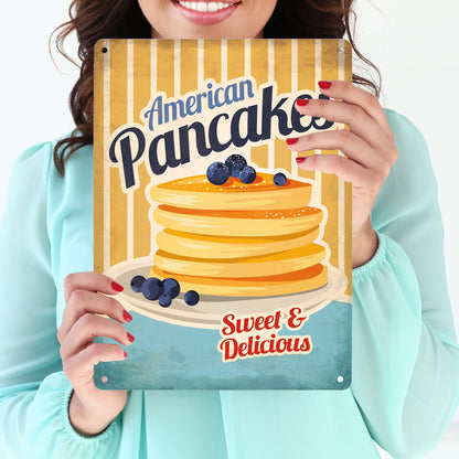 Metallschild XL mit American Diner Classics - Pancakes Motiv