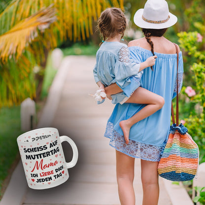 Scheiß auf Muttertag Glas Tasse mit Herzchen-Muster für die beste Mama