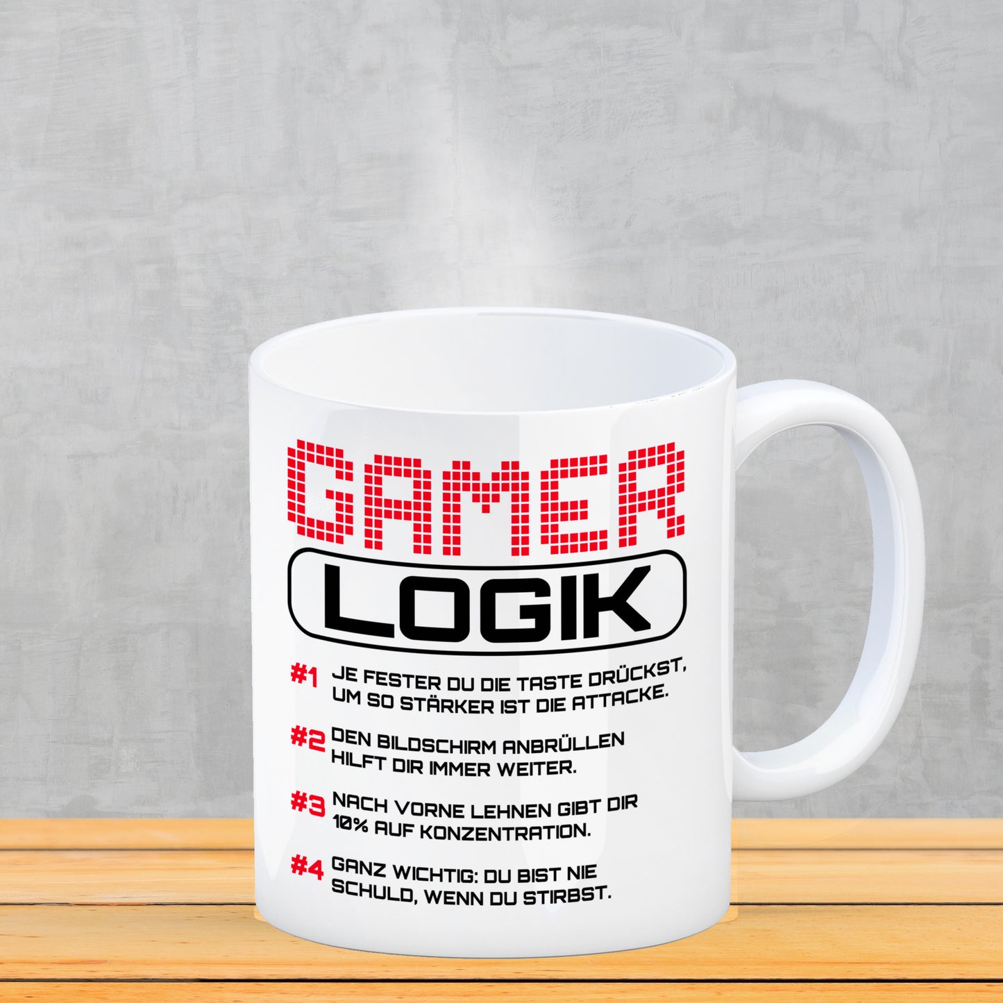 Gamer Logik Kaffeebecher in rot