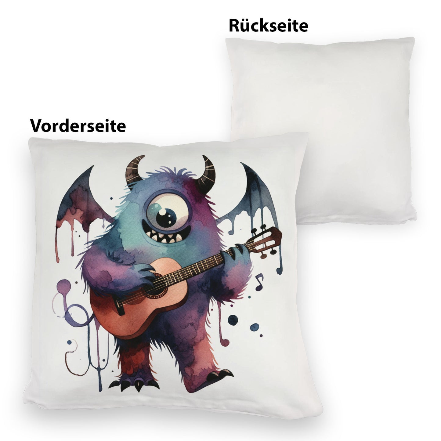 Niedliches Monster mit Gitarre Kuschelkissen