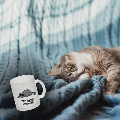 nen Scheiß muss ich Glas Tasse mit coolem Katzen-Motiv