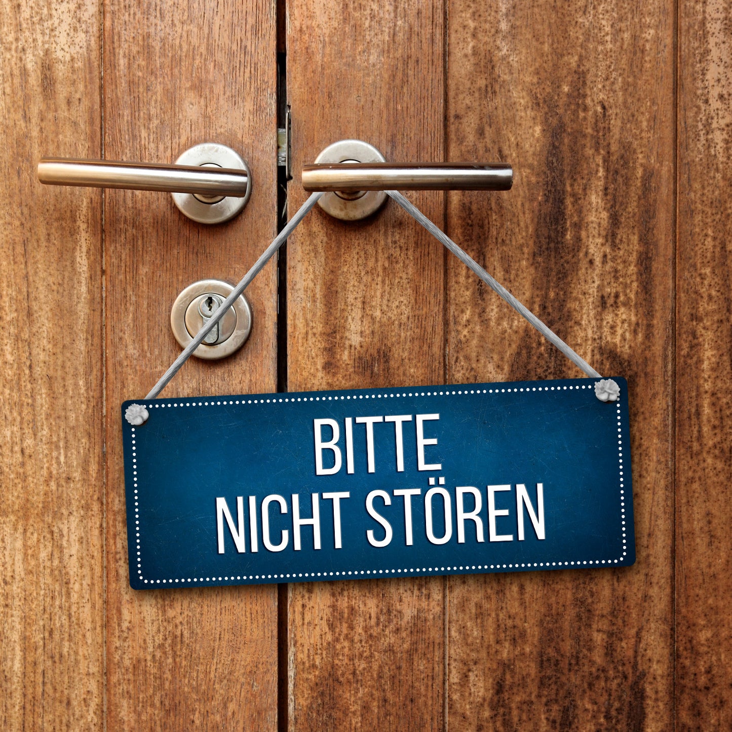 Bitte nicht stören - Komm rein Wendeschild in blau mit Kordel