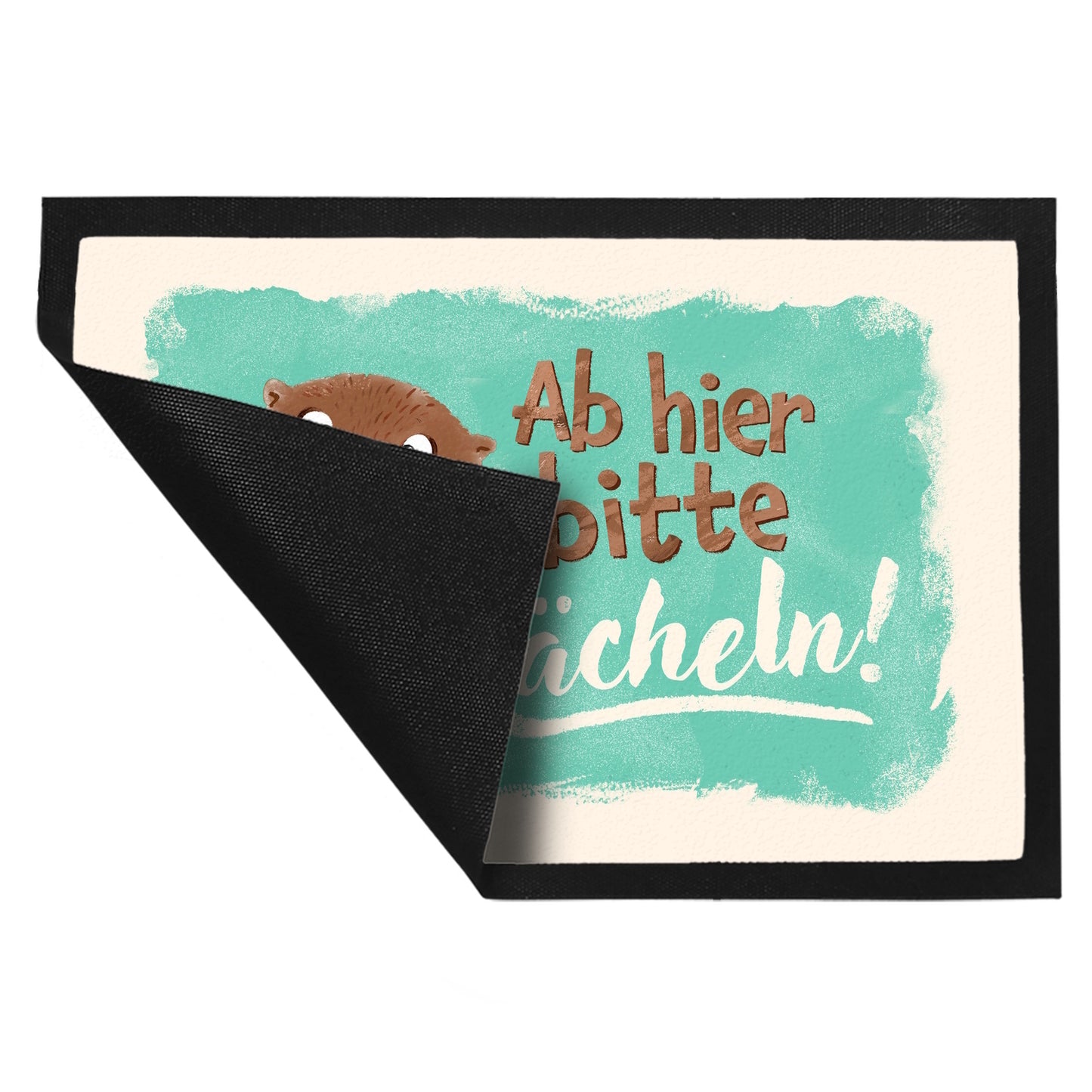 Lachender Otter Fußmatte XL in 40x60 cm mit Spruch Ab hier bitte lächeln