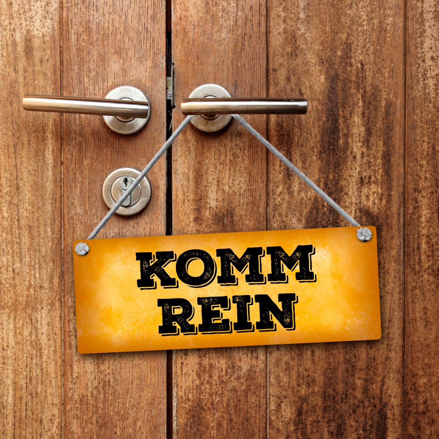 &quotBitte nicht stören - Komm rein&quot Wendeschild in Gelb und Rot mit Kordel