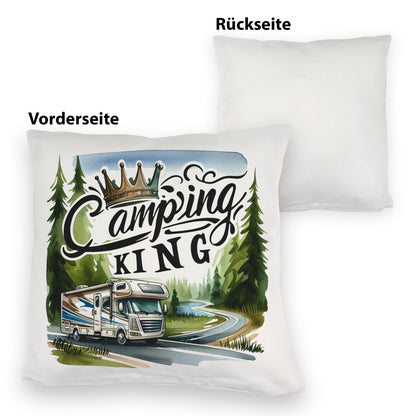 Camping King mit Wohnmobil Kuschelkissen mit Spruch Camping King