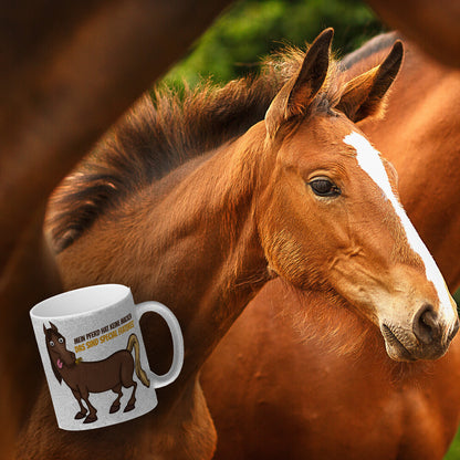 Mein Pferd hat keine Macke. Das sind Special Features! Glitzer-Glitzer-Kaffeebecher mit Pferde Motiv