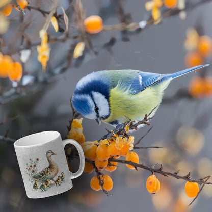 Ente mit Küken Glitzer-Kaffeebecher