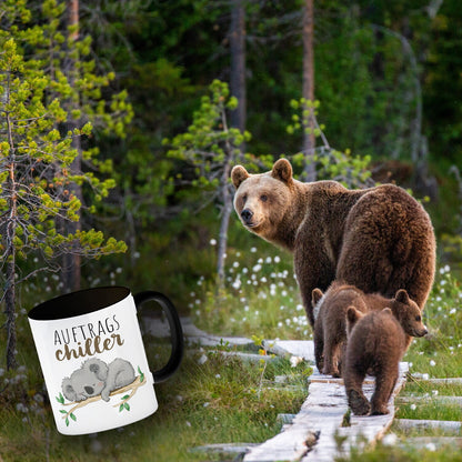 Koala Kaffeebecher in schwarz mit Spruch Auftragschiller