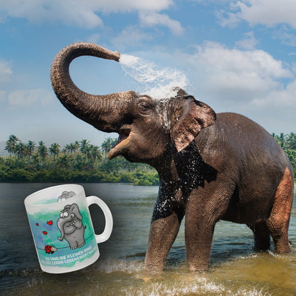 Es sind die kleine Dinge die das Leben lebenswert machen Glas Tasse mit Elefant und Marienkäfer Motiv