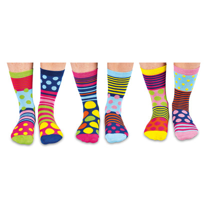 Verrückte Socken Oddsocks Polka Face für Frauen im 6er Set