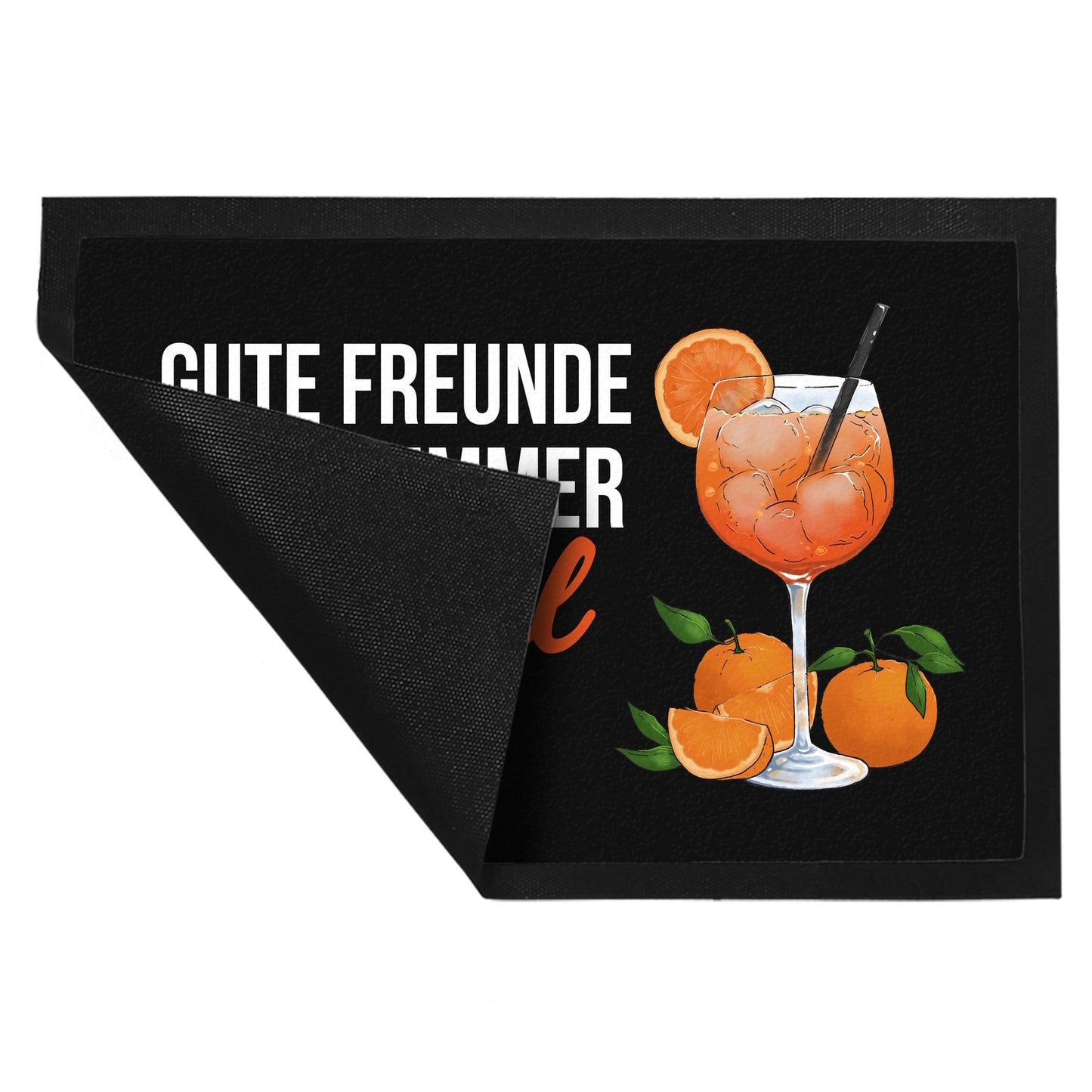 Cocktail Fußmatte XL in 40x60 cm mit Spruch Gute Freunde haben immer Aperol dabei