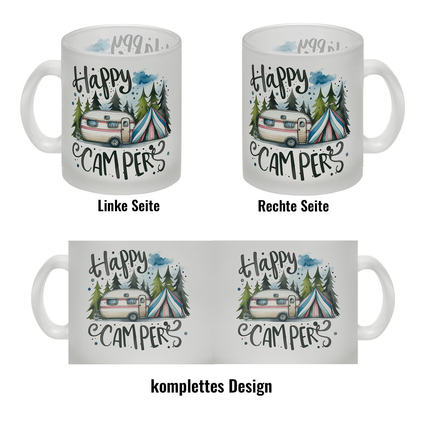 Happy Campers Wohnwagen Glas Tasse