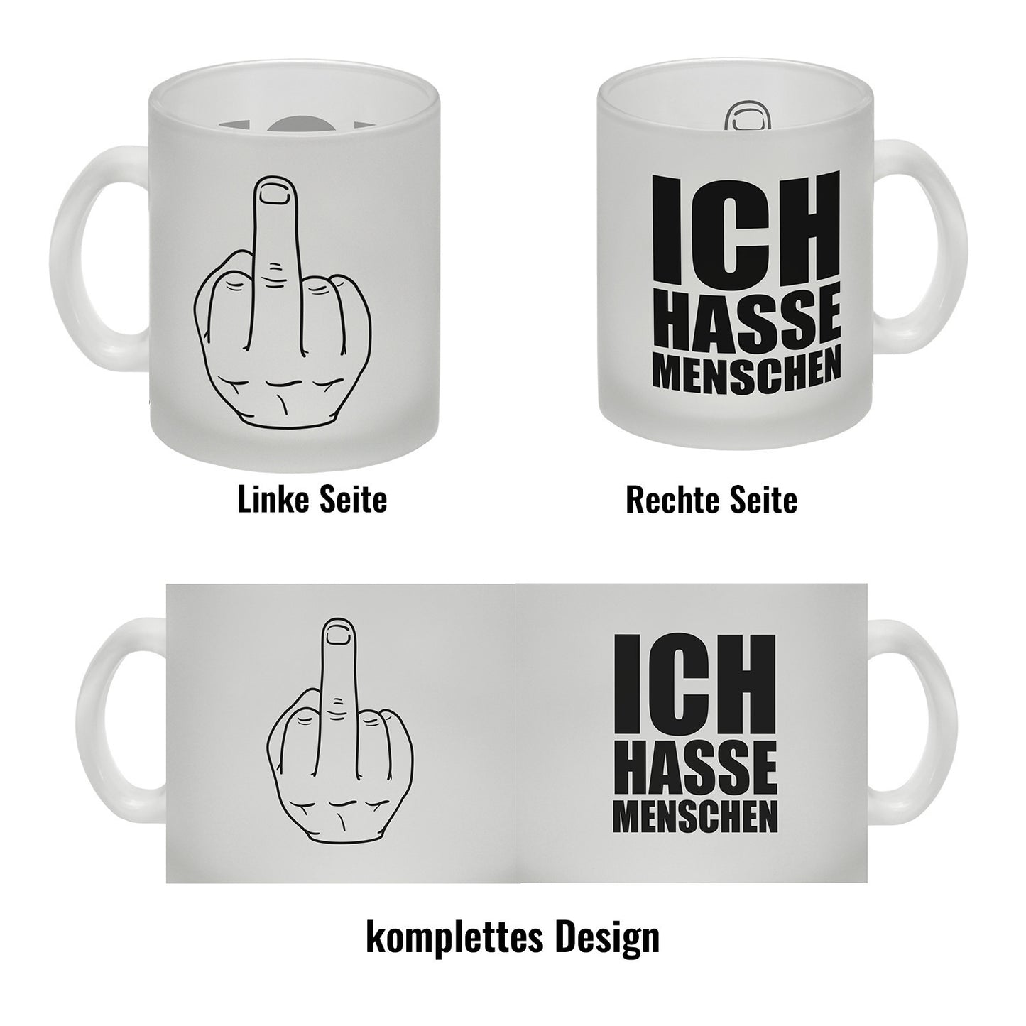 Ich hasse Menschen Glas Tasse