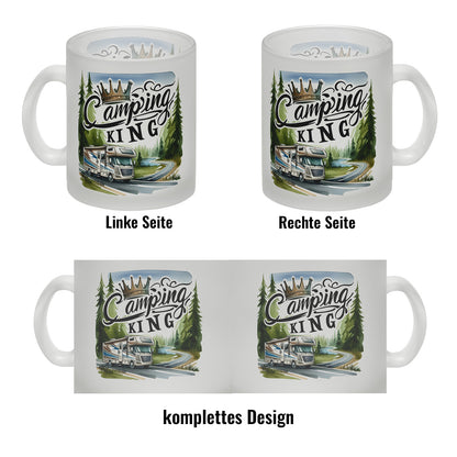 Camping King mit Wohnmobil Glas Tasse