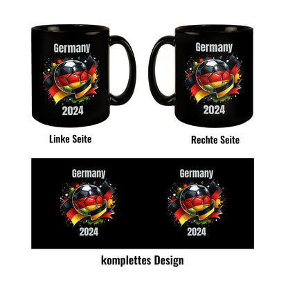 Fußball Deutschland Flagge Tasse in Schwarz