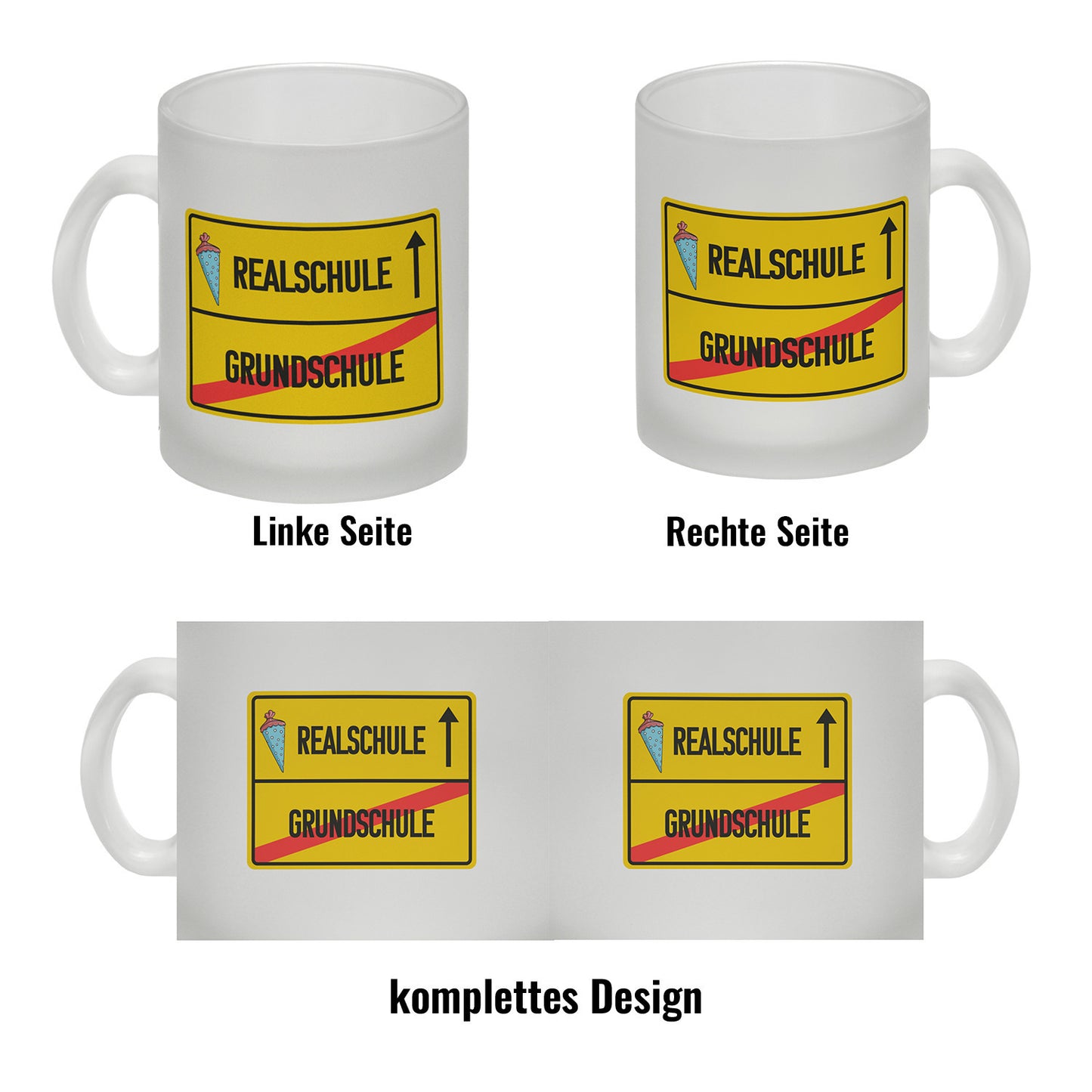 Realschule Ortsschild Glas Tasse zur Einschulung