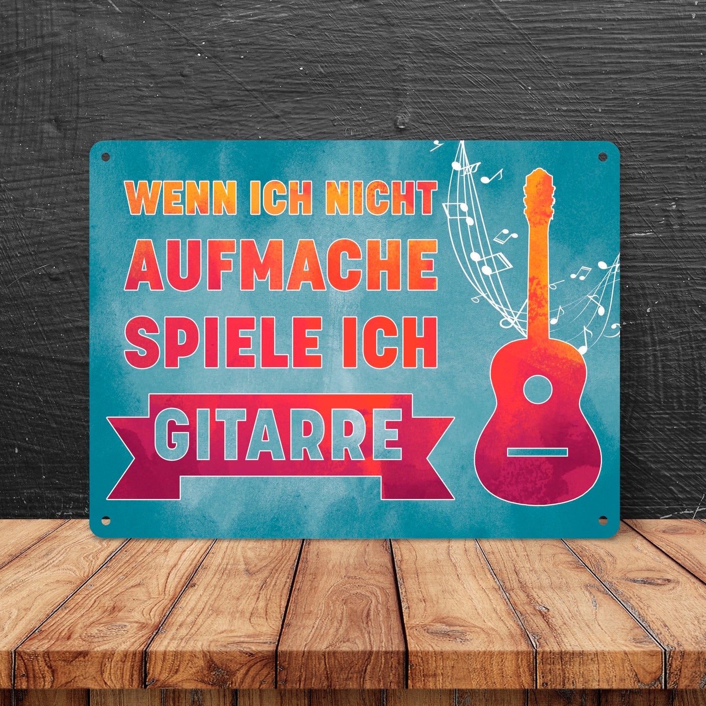 Wenn ich nicht aufmache, spiele ich Gitarre Metallschild XL in 21x28 cm für Gitarristen