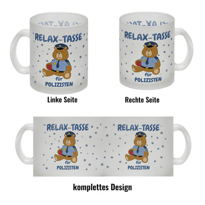 Relax Tasse für Polizisten Glas Tasse mit hübschem Bär-Motiv