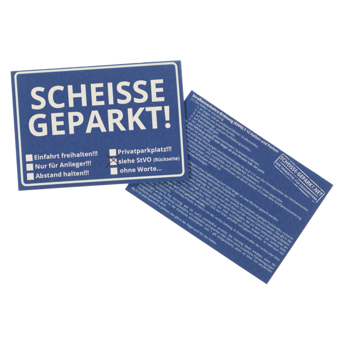 Die Scheisse Geparkt! Notizzettel mit StVO für die Windschutzscheibe im 50er Set