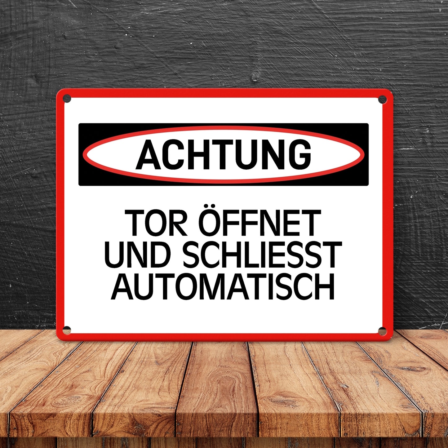 Tor öffnet und schließt automatisch Warn- und Hinweisschild im modernen Design