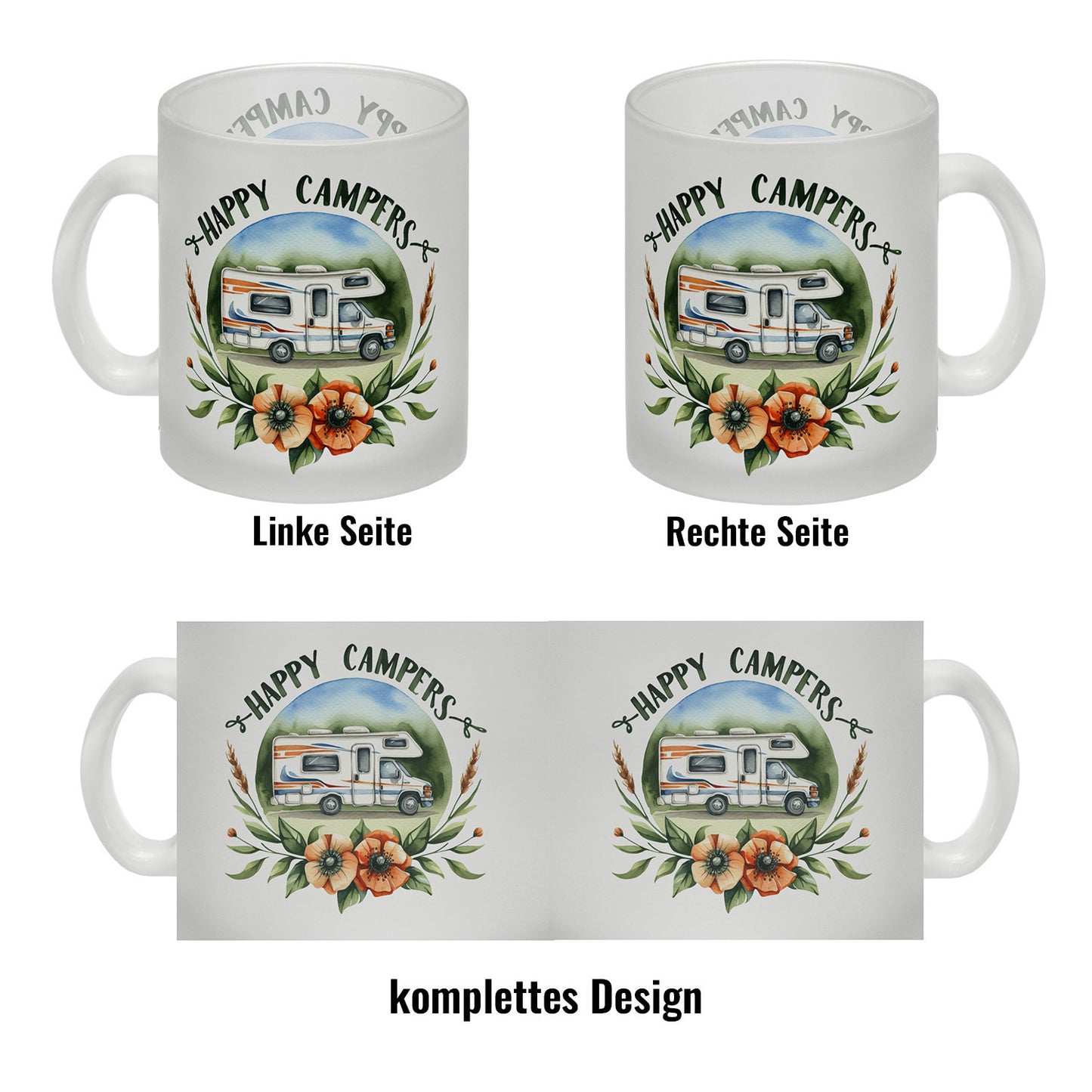 Wohnmobil Happy Campers Glas Tasse